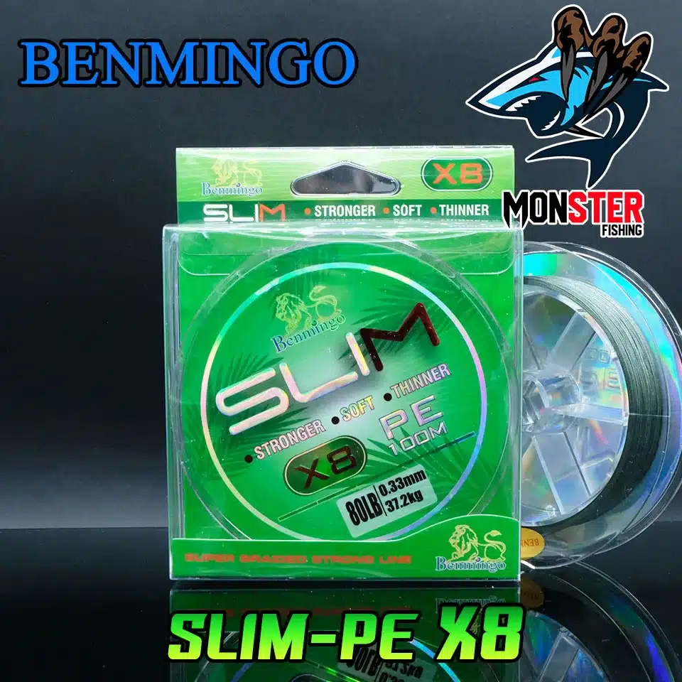 สาย PE ถัก 8 Benmingo NANO X8 ความยาว 100 เมตร (1 ม้วน)  ยาวต่อเนื่องได้หลายม้วน สายเคลือบwax